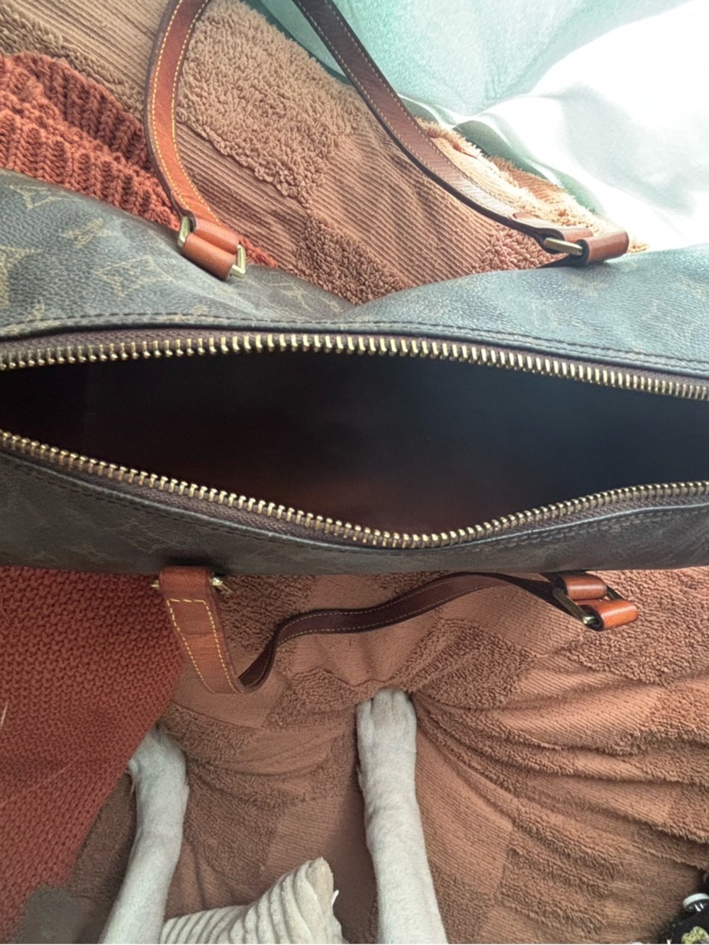 Louis Vuitton Brown Monogram Duffel Bag with Tan Straps - Picture 3 of 6